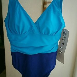 Body I.D. Women's One Piece Swimsuit Blue Size 8